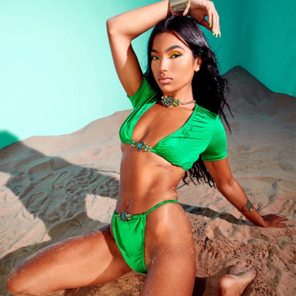 Pretty Little Thing Green Bathing Suit